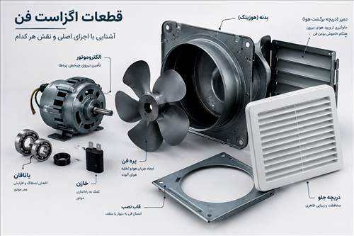 چه چیز هایی قطعات اگزاست فن را تشکیل می دهند